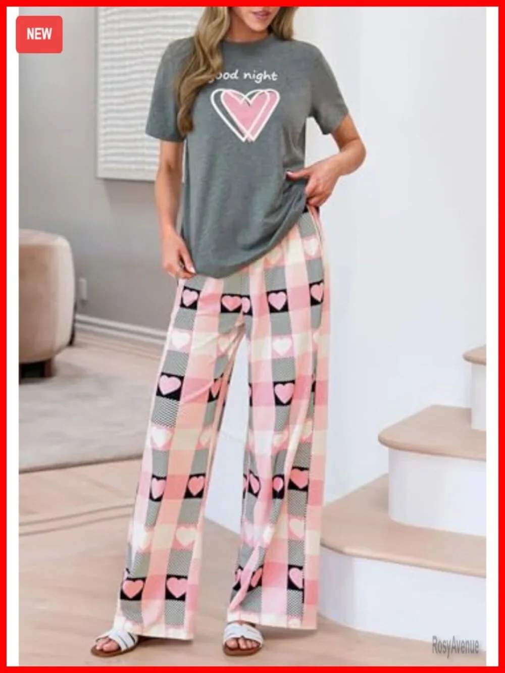 Women's 2 Piece Lounge Set with Palazzo Pants and Tee
